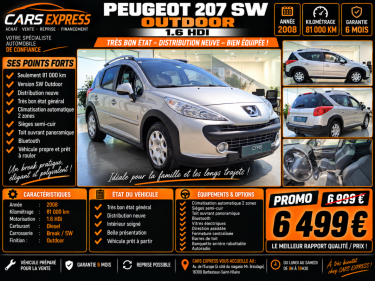 PEUGEOT 207 SW OUTDOOR 1,6 HDI DISTRIBUTION NEUVE GARANTIE 6MOIS
