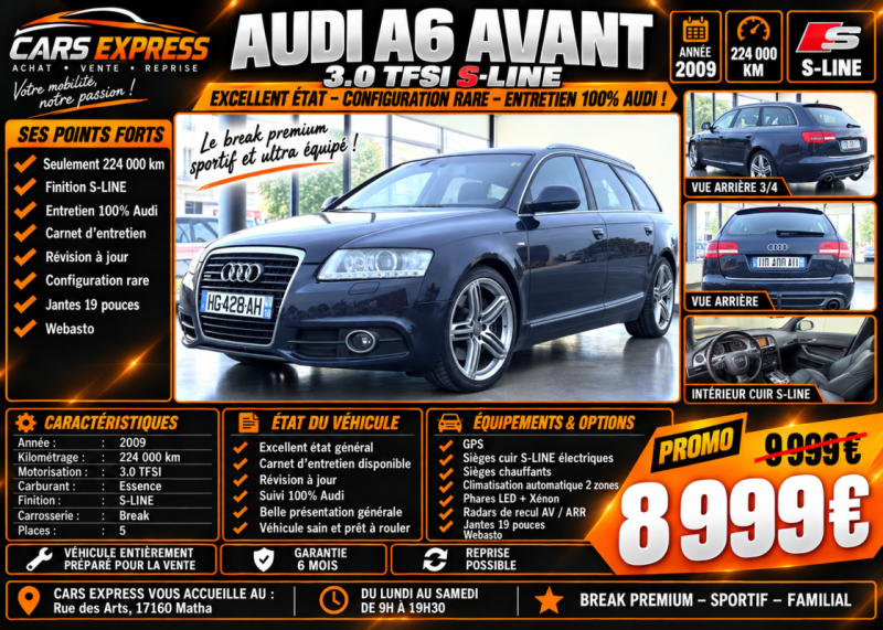 AUDI A6 C6 AVANT 3.0 TFSI QUATTRO BVA 290CV GARANTIE 6MOIS
