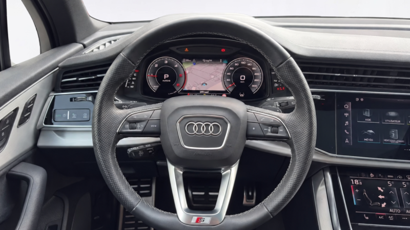 AUDI Q7 50 TDI QUATTRO 286 CH S LINE SPORT PLUS – 7 PLACES – TOIT PANORAMIQUE – CAMERA – ATTELAGE