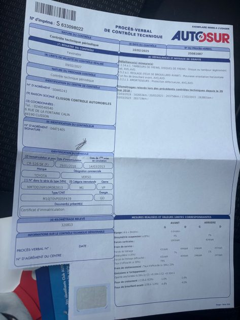 TOYOTA VERSO  2013 DANS L'ETAT