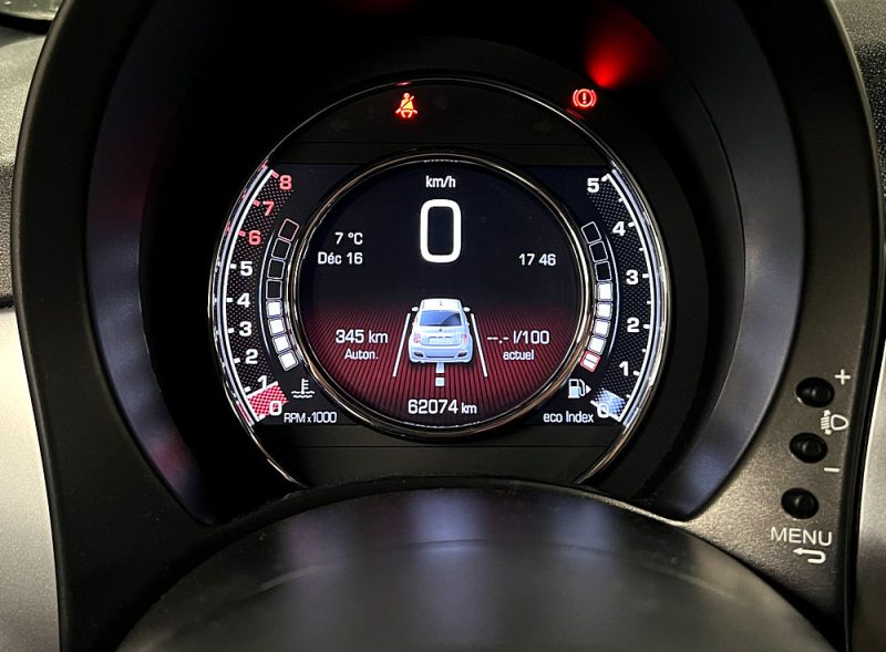 FIAT 500 S PACK SPORT 1.2 69 Cv TOIT PANORAMIQUE INTERIEUR SEMI CUIR CRIT AIR 1 - GARANTIE 1 AN