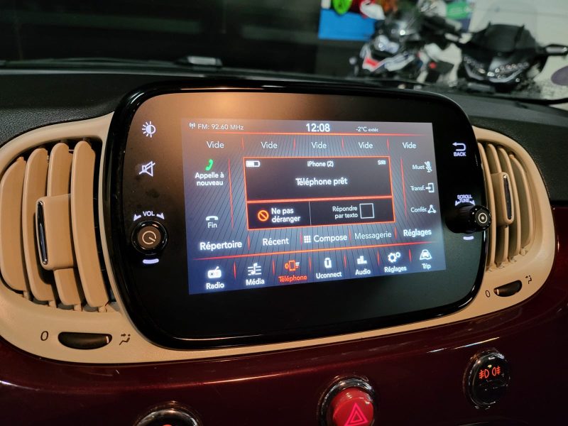 FIAT 500 1.2i 69cv Lounge / TOIT PANORAMIQUE/RADAR-AR/SYSTEME U-CONNECT