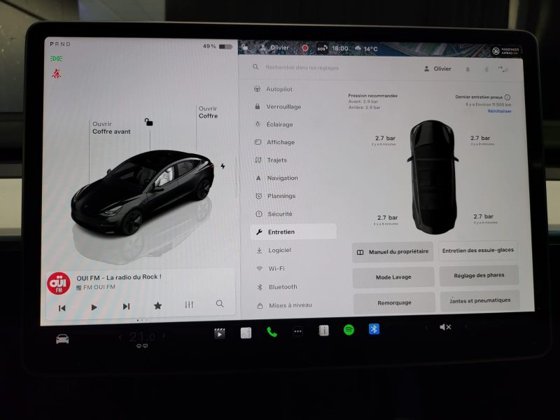 TESLA MODEL 3 275cv STANDARD RANGE PLUS / 1ERE MAIN+AUTOPILOT+SIEGES ELECTRIQUES+VOLANT CHAUFFANT+CA