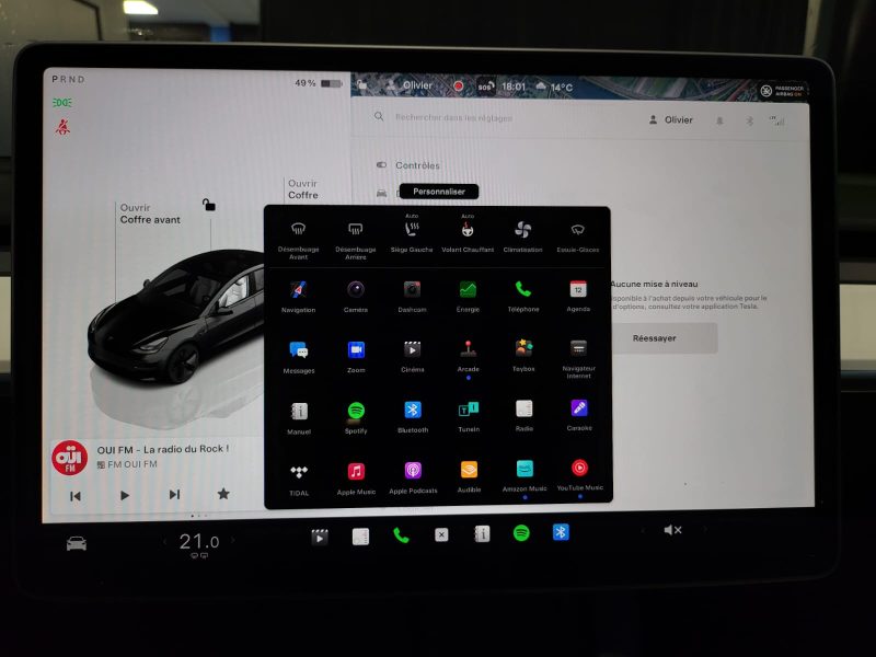 TESLA MODEL 3 275cv STANDARD RANGE PLUS / 1ERE MAIN+AUTOPILOT+SIEGES ELECTRIQUES+VOLANT CHAUFFANT+CA