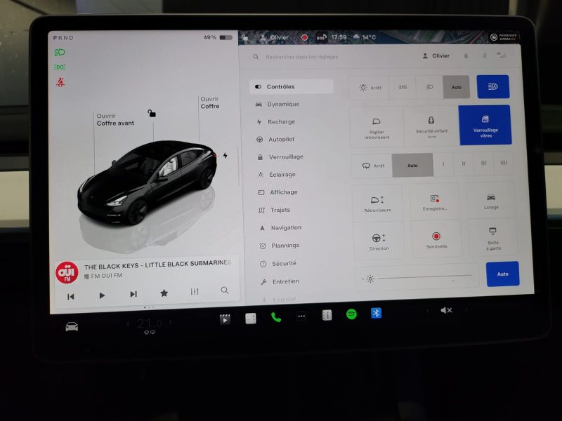 TESLA MODEL 3 275cv STANDARD RANGE PLUS / 1ERE MAIN+AUTOPILOT+SIEGES ELECTRIQUES+VOLANT CHAUFFANT+CA