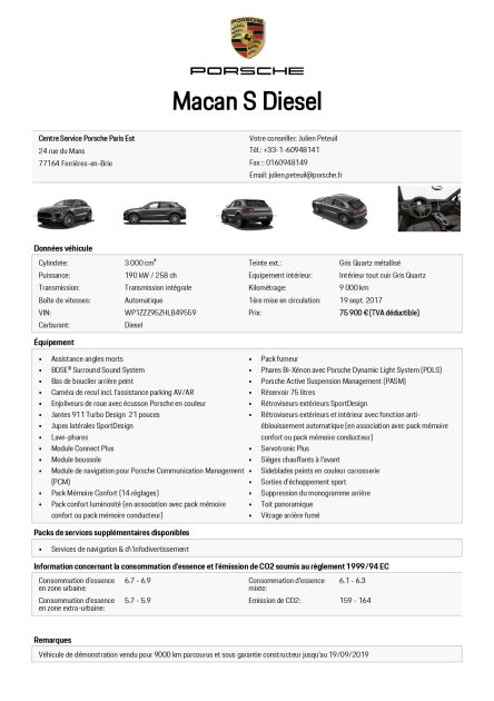 PORSCHE MACAN 3.0D  258cv Turbo S