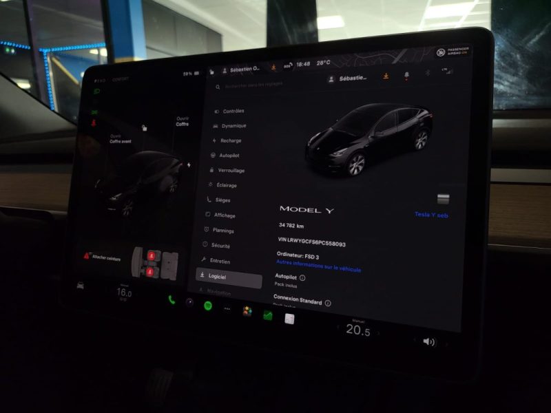 TESLA MODEL Y 2022 FSD 3 STANDARD PROPULSION SIEGES CHAUFFANTS AV + AR / VOLANT CHAUFFANT