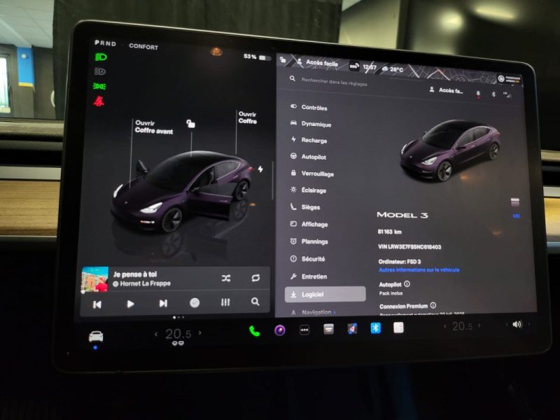 TESLA MODEL 3 275cv Standard Plus AUTOPILOT + SIEGES ELECTRIQUE CHAUFFANTS AV/AR + CAMERA 360° + VOL
