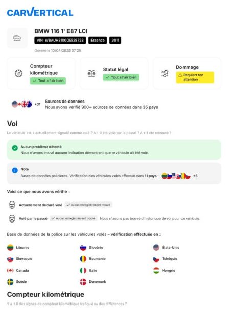 BMW 116I 1.2 E 87 Edition Confort garantie 12 mois 2011