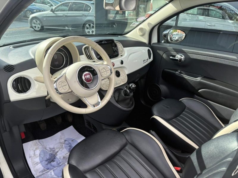 FIAT 500 Cabriolet 1.2 69ch 🚗 Cuir 🛋️ / GPS 🧭 / Bluetooth 📶 / Radar 📡 / Reprise / Garantie 6 mo