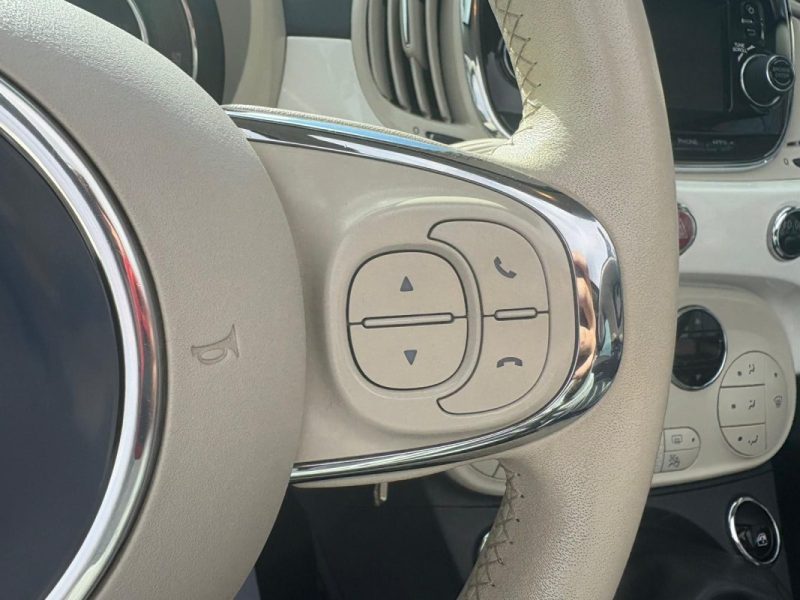 FIAT 500 Cabriolet 1.2 69ch 🚗 Cuir 🛋️ / GPS 🧭 / Bluetooth 📶 / Radar 📡 / Reprise / Garantie 6 mo