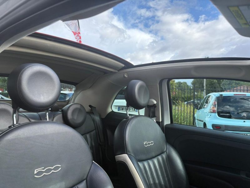 FIAT 500 Cabriolet 1.2 69ch 🚗 Cuir 🛋️ / GPS 🧭 / Bluetooth 📶 / Radar 📡 / Reprise / Garantie 6 mo