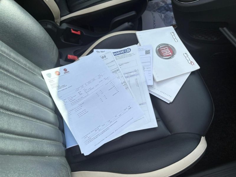 FIAT 500 Cabriolet 1.2 69ch 🚗 Cuir 🛋️ / GPS 🧭 / Bluetooth 📶 / Radar 📡 / Reprise / Garantie 6 mo