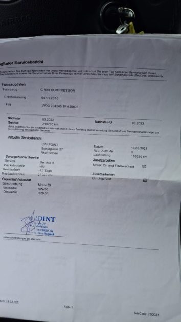 Mercedes-Benz C180 KOMPRESSOR 1.6l AVANTGARDE 156CV 2010