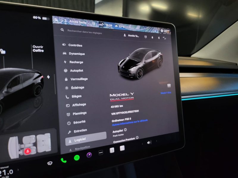 TESLA MODEL Y PERFORMANCE 534cv / AUTOPILOT + PPF COMPLET + CERAMIQUE + LUMIERES D'AMBIANCES