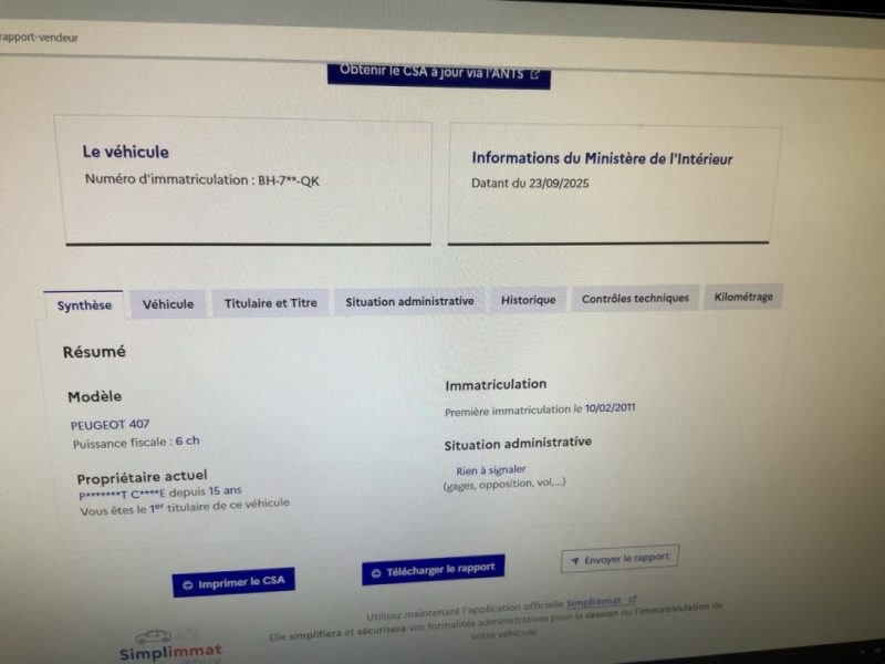 PEUGEOT 407 NAVTEQ 1.6 HDI 110 Cv 1ERE MAIN / 56 200 Kms ECRAN GPS - GARANTIE 1 AN