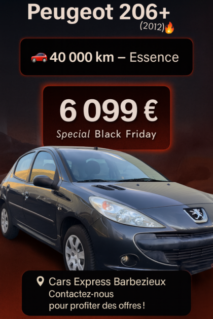 PEUGEOT  206+ 5PORTES 2012 1ER MAIN CLIM, GARATIE 6MOIS