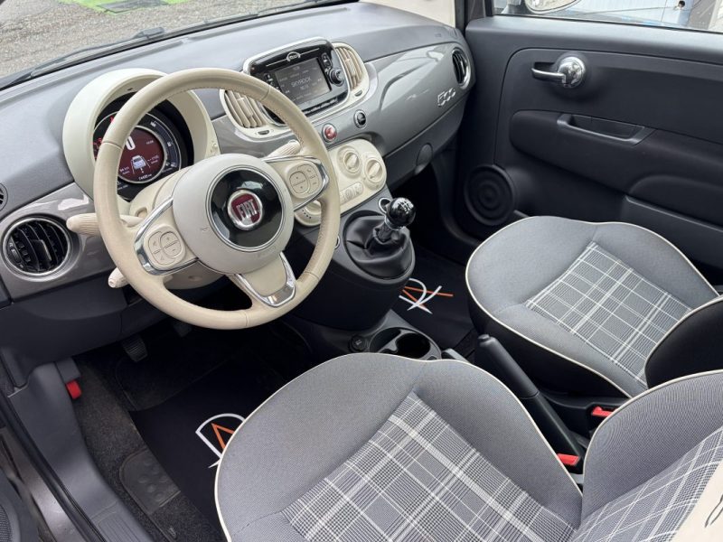 Fiat 500 1.2 69ch Lounge Toit panoramique / Radars recul / Bluetooth / régulateur vitesse 74.000 km 
